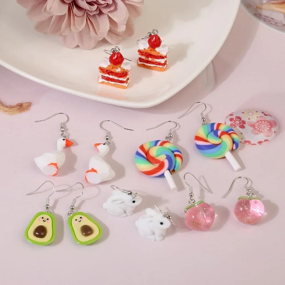 36 Pairs Resin Drop Dangle Earrings Set Fun Cute Fashion Teen Women Jewelry - Picture 2 of 8